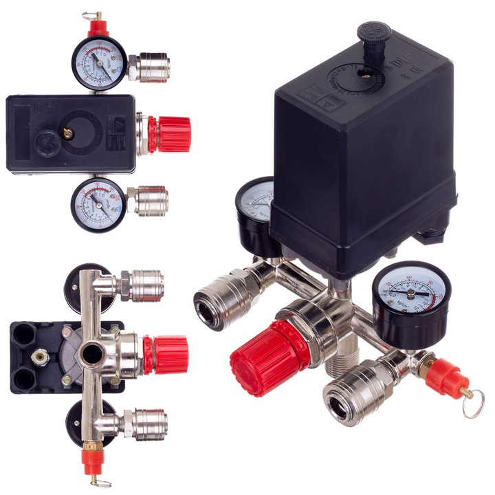 Пресостат и регулатор за компресори с бързи връзки 400V 12 Bar PL-400