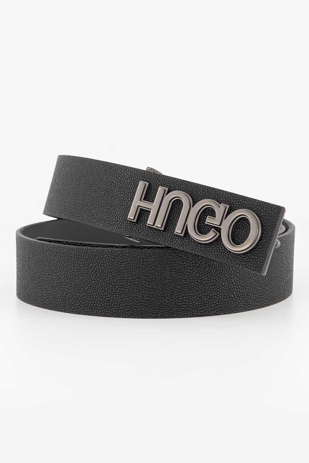 HUGO, Curea din piele granulata cu nit Grenwich