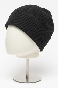 HUGO, Caciula din lana cu logo brodat Xianno, Negru HUGO, Caciula din lana cu logo brodat Xianno, Negru