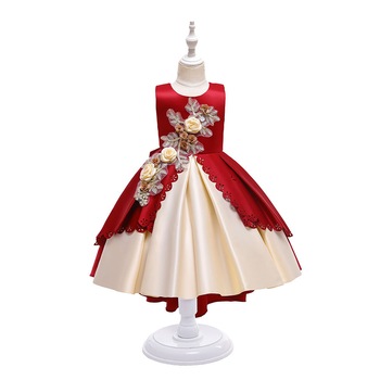 Rochie eleganta pentru fetite, Bumbac/ Poliester, Model cu trena, Rosu Rochie eleganta pentru fetite, Bumbac/ Poliester, Model cu trena, Rosu