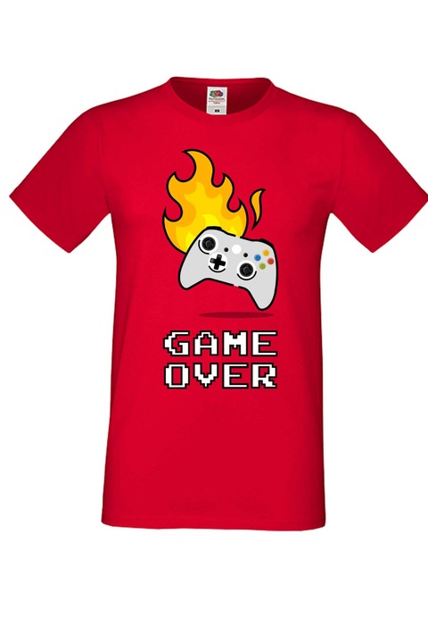 Геймърска Мъжка тениска Cprint Game Over Video Game PC Game var.16, за Геймъри, Червен, 3XL