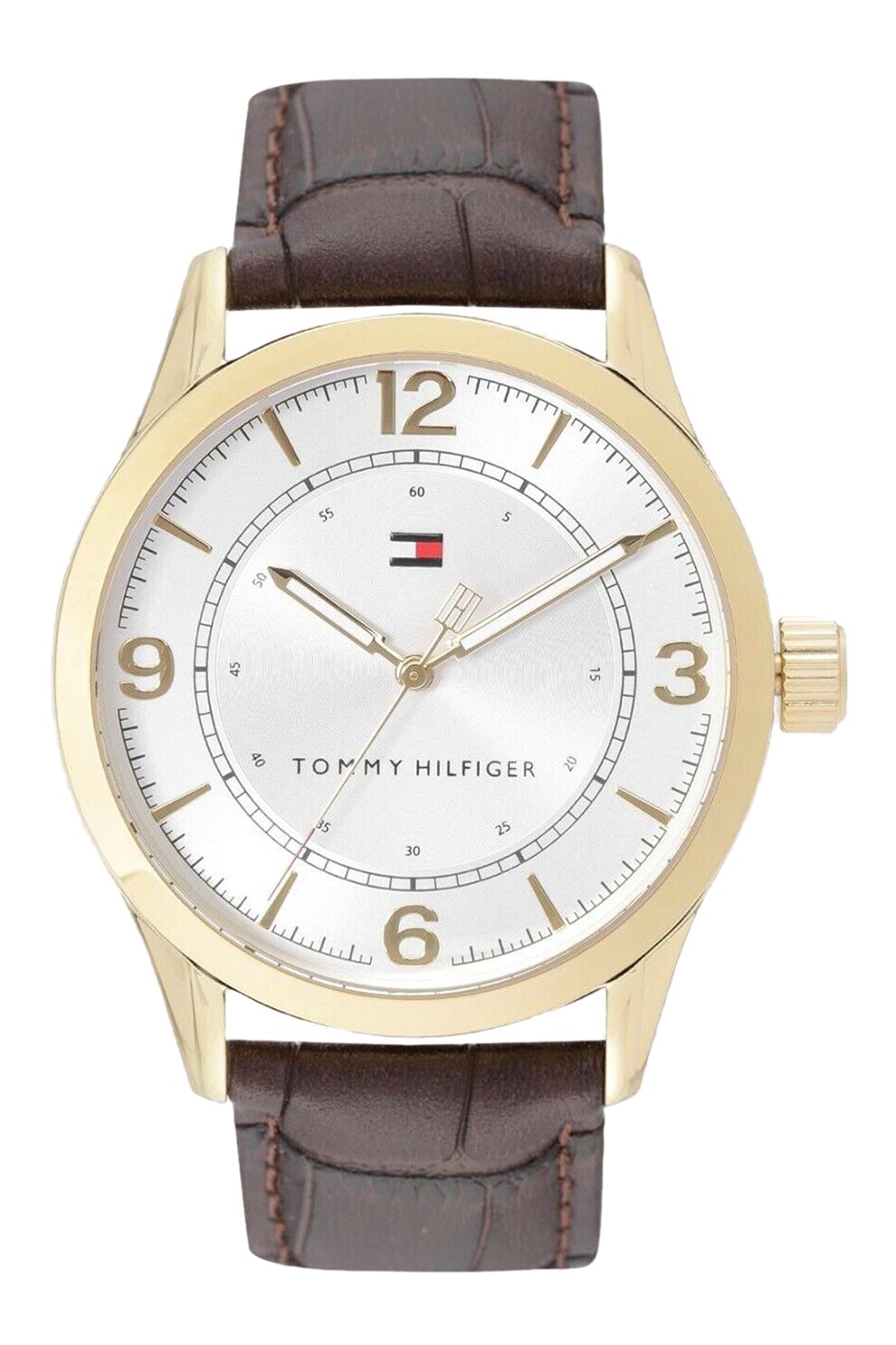 Tommy Hilfiger, Ceas quartz cu o curea de piele, Maro inchis