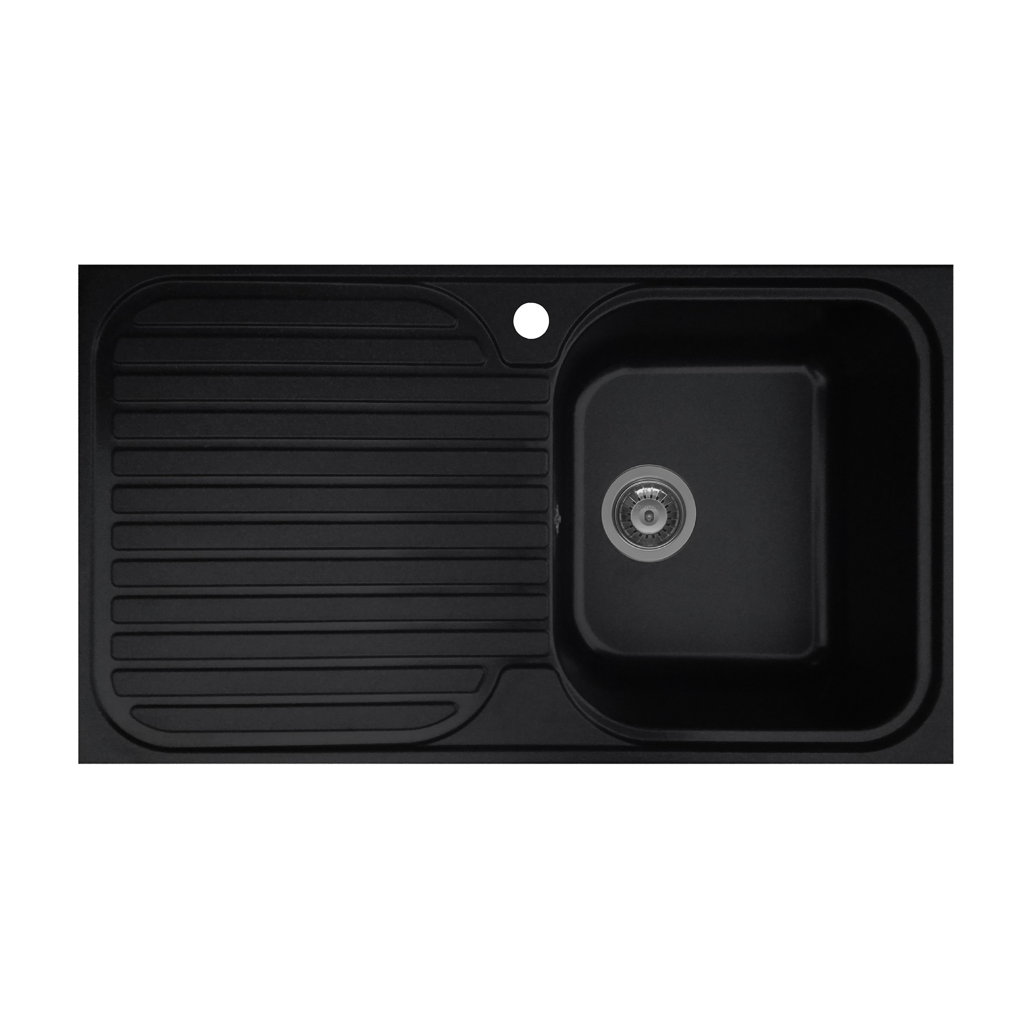 Chiuveta soft compozit Pyramis Stripe DUROTHEK dimensiune 86x50cm adancime 20cm orientare dreapta montare pe blat finisaj negru