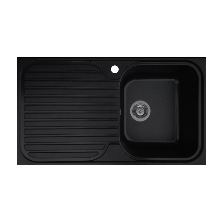 Chiuveta soft compozit Pyramis Stripe DUROTHEK dimensiune 86x50cm adancime 20cm orientare dreapta montare pe blat finisaj negru