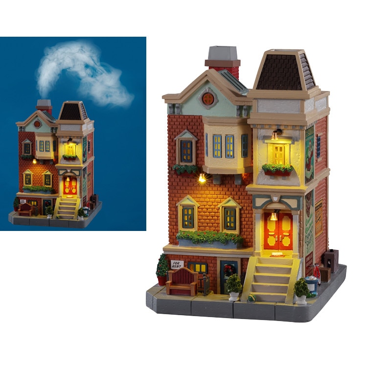 Figurina Christmas Village Lemax, Casa lui Wester, Functie Lumini si Fum, Adaptor 4.5 Inclus
