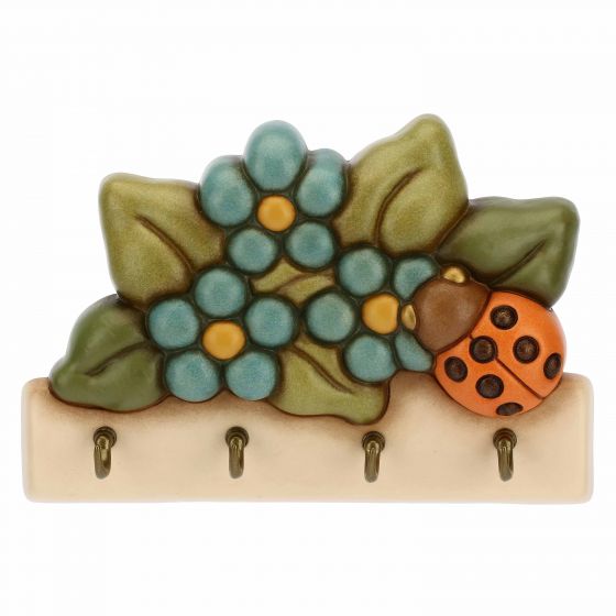 Cuier cu 4 agatatori, THUN, model Country cu buburuza, 18 cm