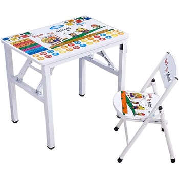 Set birou cu scaun pentru copii, pliabile, din metal si lemn, design interactiv, alb, buz® Set birou cu scaun pentru copii, pliabile, din metal si lemn, design interactiv, alb, buz®