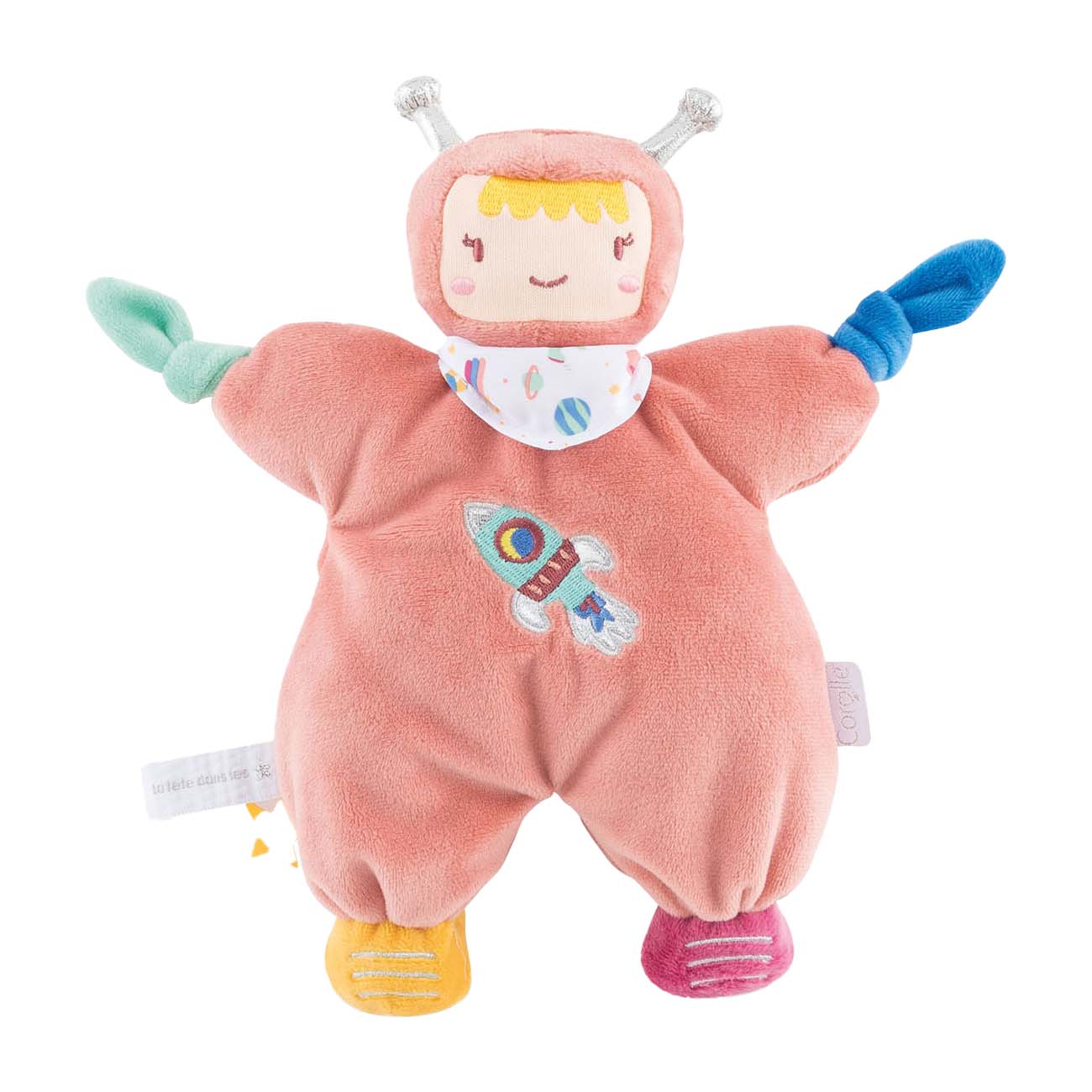 Jucarie de plus pentru somn bebelusi Corolle Mon Doudou Astronaut roz 25 cm