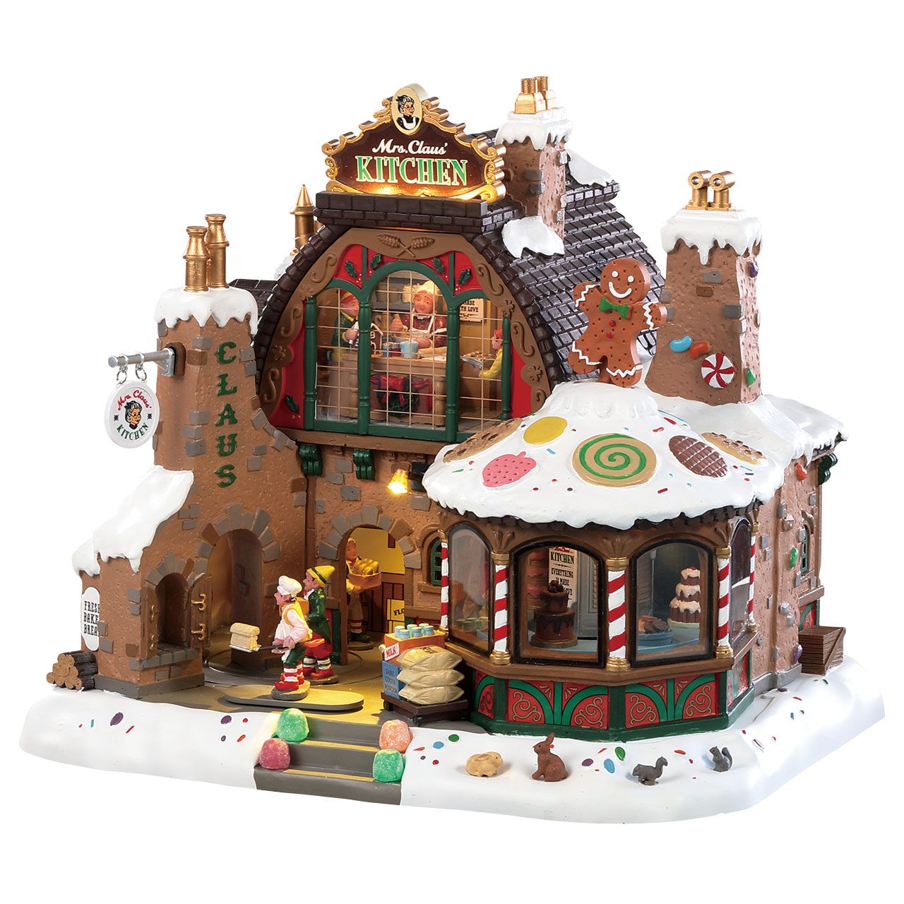 Figurina Christmas Village Lemax, Bucataria Doamnei Claus, Functie Miscare si Lumini, Adaptor 4.5v Inclus