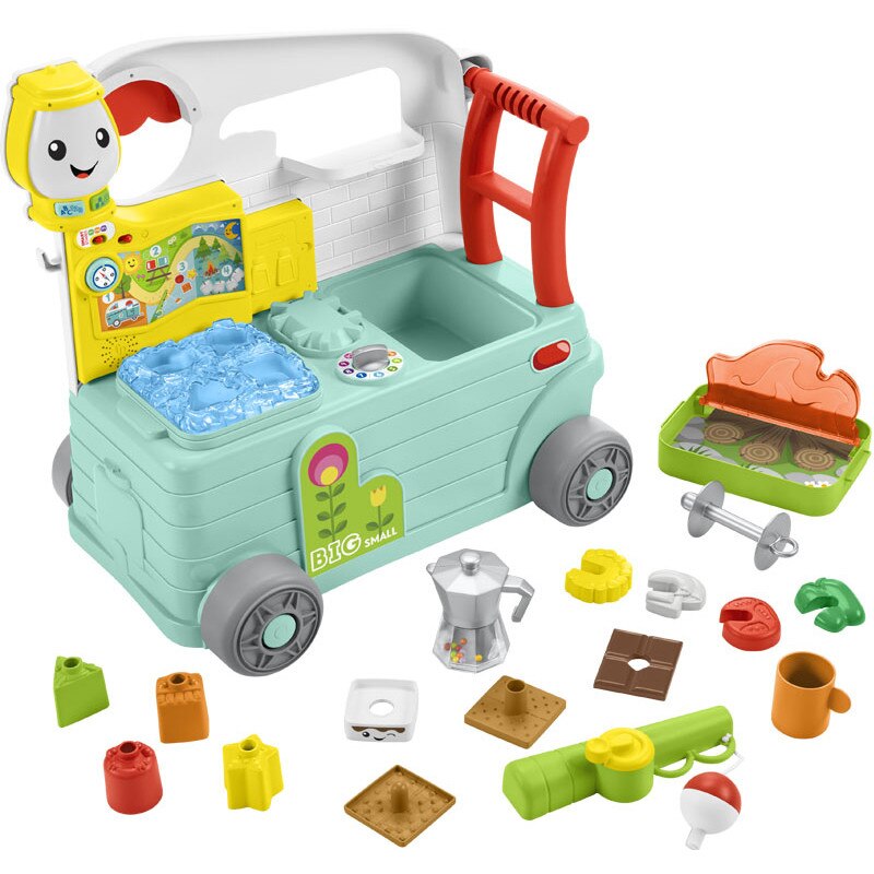 Antemergator cu centru de activitati Fisher-Price 3 in 1 On the Go Camper