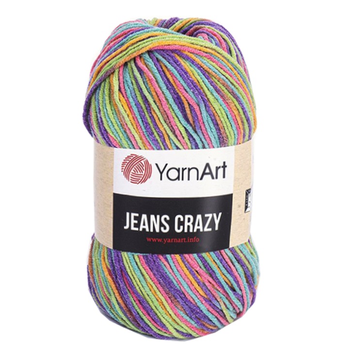 Fir Textil Yarn Art Jeans Crazy 8215,pentru crosetat si tricotat, bumbac, multicolor, 160 m