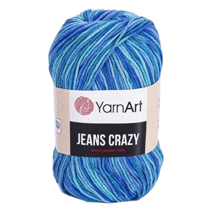 Yarnart Jeans Crazy 8212 textil fonal, horgoláshoz és kötéshez, pamut, 160 m, többszínű