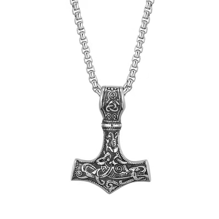 Nevermore Thor kalapácsa medál nyaklánc, viking ékszer a skandináv mitológiából, ezüst