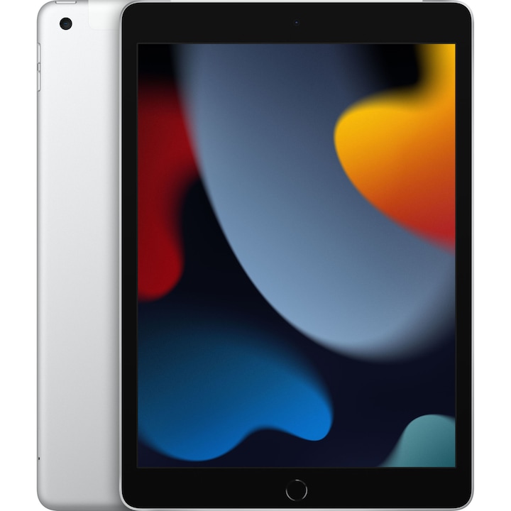 Apple iPad 9 Tablet (2021), 10,2", retina kijelző, A13 Bionic chip, 64GB memória, iPad OS 15, Wi-Fi + Cellular, ezüst