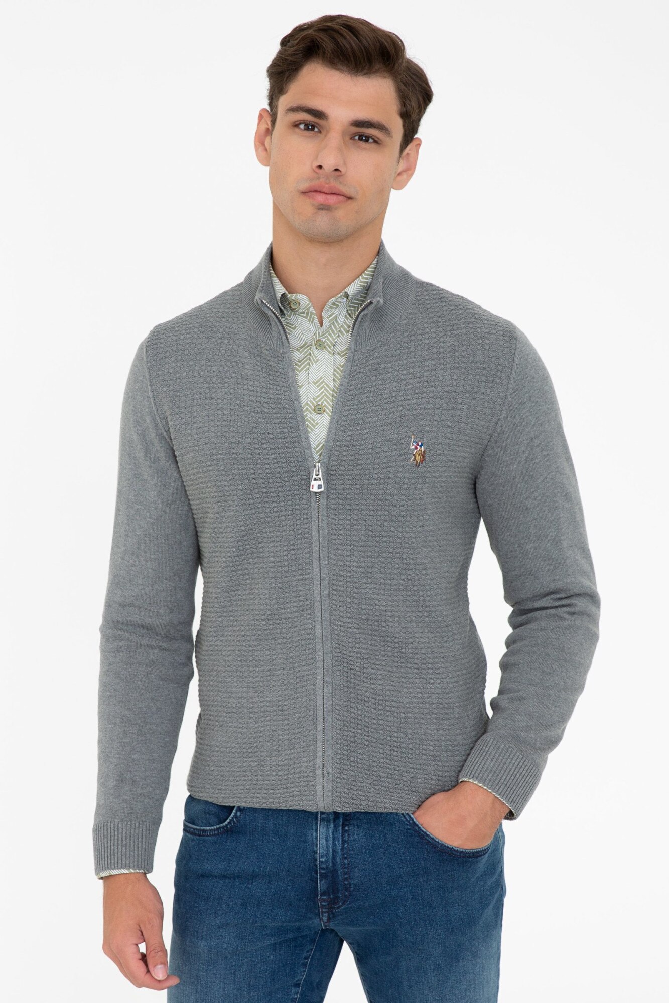 Pulover pentru barbati ,U.S Polo Assn.,1259640, Gri melange