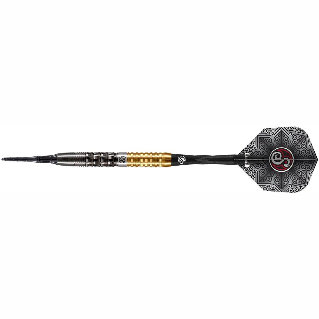 Set 3 sageti darts Shot Pro Series Rob Heckman, Plastic, 20 g, Negru/Auriu