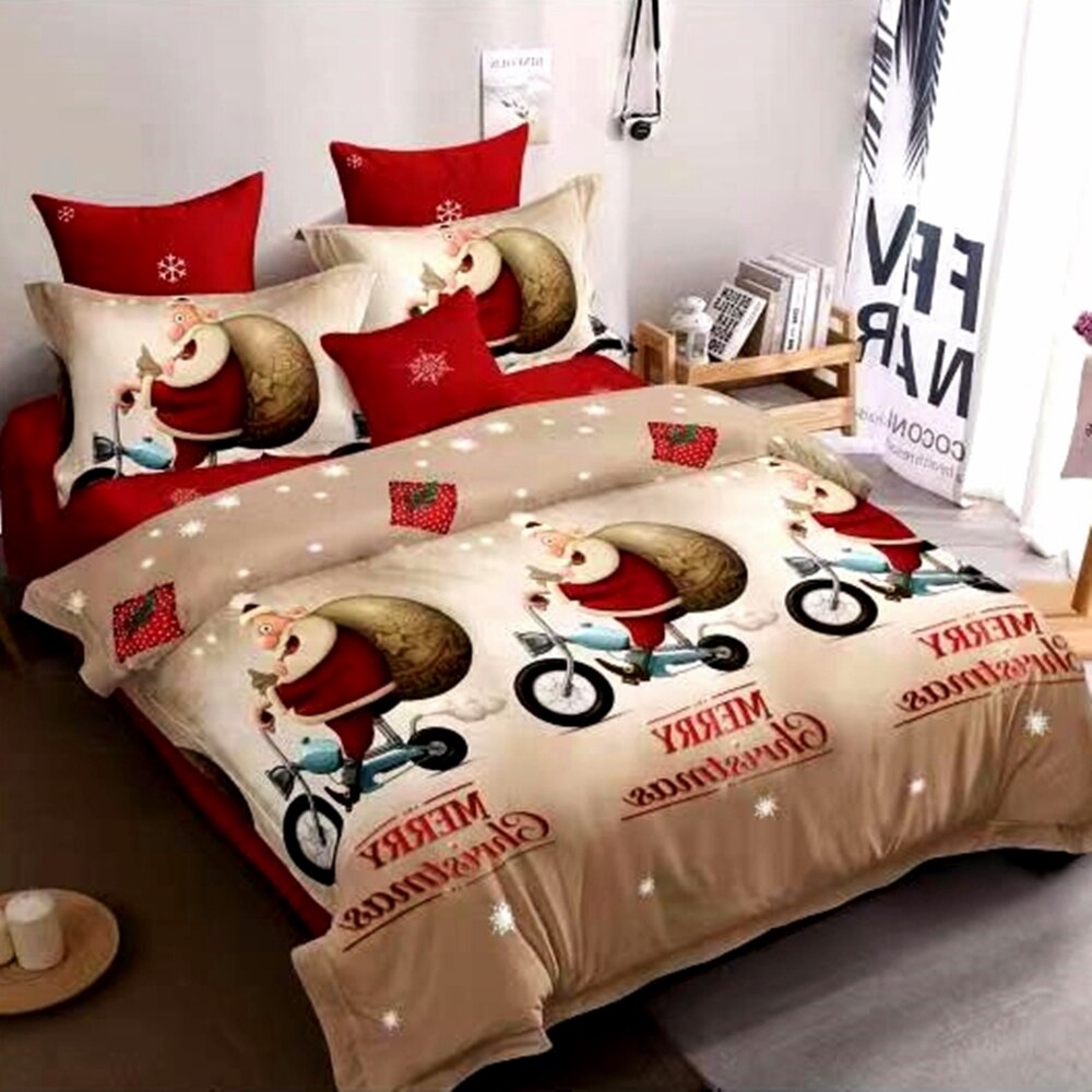 Lenjerie de pat dublu, bumbac satinat PUCIOASA, 4 piese, 2 persoane, Craciun33