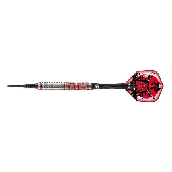 Set 3 sageti darts Shot Toni Alcinas The Samurai, Otel, 20 g, Rosu/Argintiu