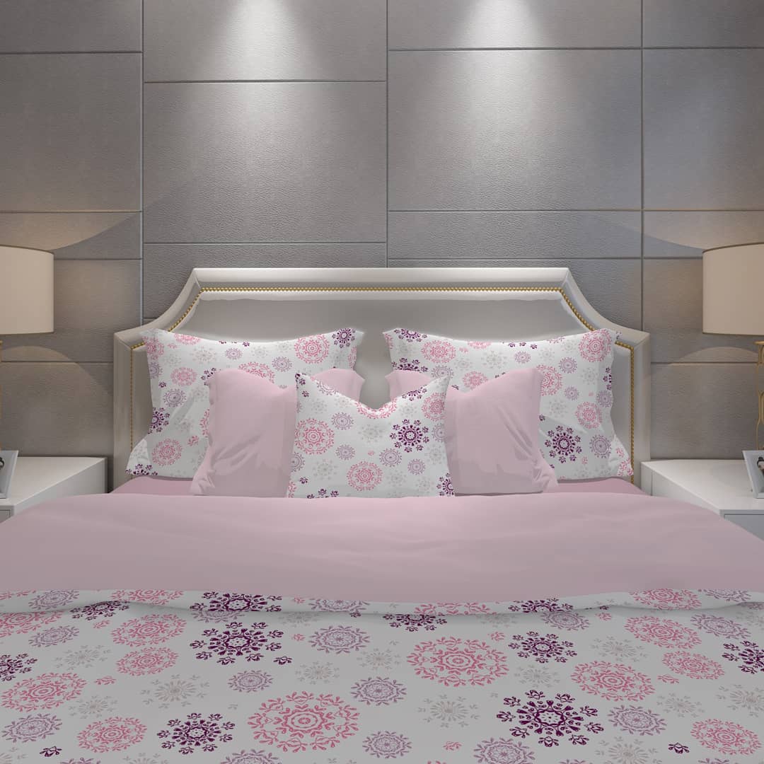 Lenjerie de pat set 2 persoane Bosfor Decor 100%bumbac roze lila