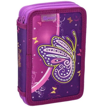 Penar 3D echipat cu doua niveluri Butterfly mov, Spirit, 19,5 x 13 x 5 cm Penar 3D echipat cu doua niveluri Butterfly mov, Spirit, 19,5 x 13 x 5 cm
