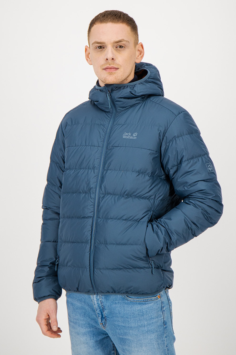 Jack Wolfskin, Geaca cu umplutura de puf Helium, Albastru petrol, L