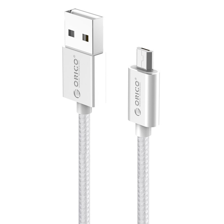 Orico EDC-10-V1-SV-PRO kábel, USB2.0 - Micro USB M/M, szürke fonat, 1 m, 2,4 A