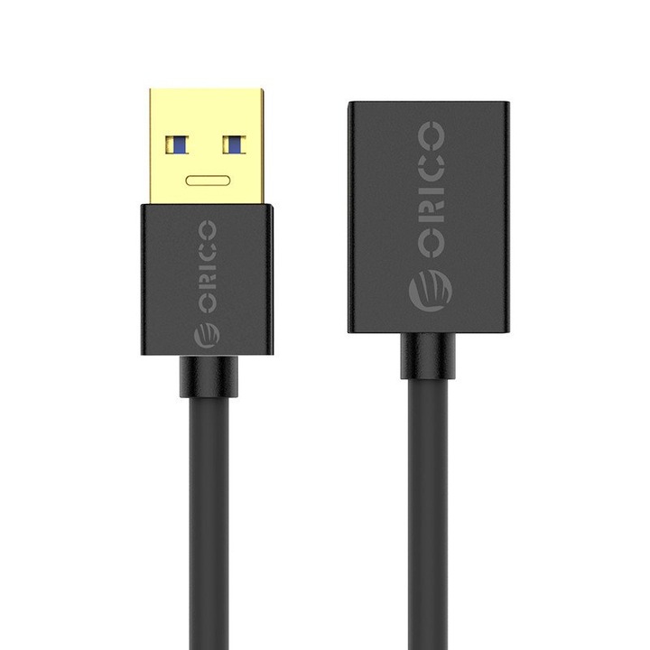 Orico U3-MAA01-15-BK-BP kábel, USB3.0 dugasz USB 3.0 aljzatba, fekete, 1,5 m