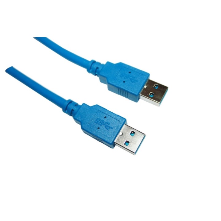 Кабел VCom SS001293, USB3.0 Мъжко - Мъжко, 1.5m, Син, 3.0V, 5 Gb/s
