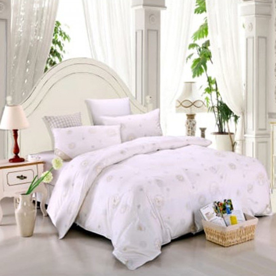 Pilota casetata din puf de gasca 200x230 cm, Ralex Pucioasa, alba