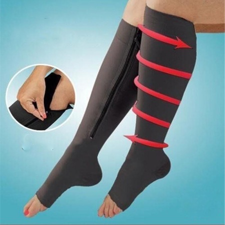 Sosete SIKS® cu fermoar pentru stimularea circulatiei, culoarea negru, L/XL