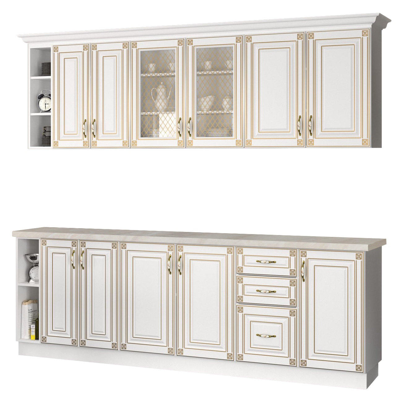 Set bucatarie Imperia MS 2.4, 240x60x200cm, Alb