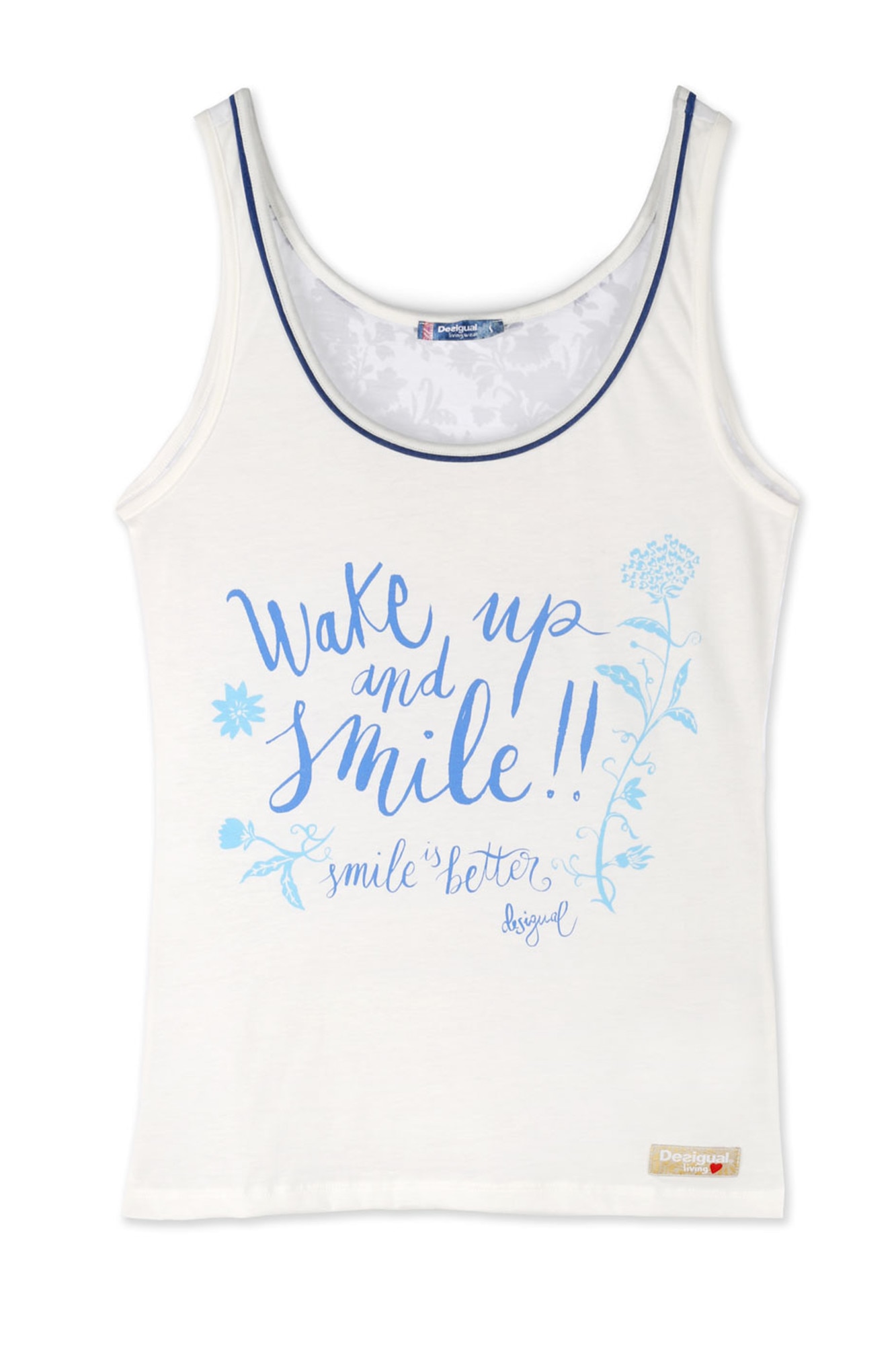 Maiou dama cu imprimeu text, Desigual, Alb, L