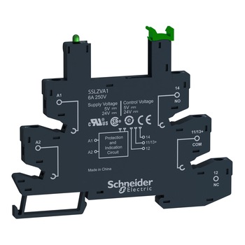 Soclu SSLZVA1, 6 A, 5/24 V, cc, clema cu surub, pentru releu SSL, Schneider Electric Soclu SSLZVA1, 6 A, 5/24 V, cc, clema cu surub, pentru releu SSL, Schneider Electric