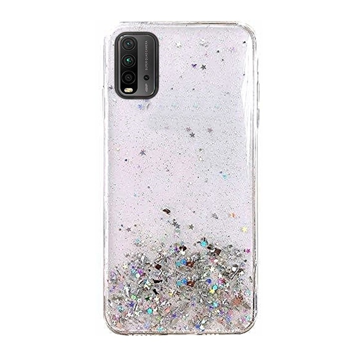 Telefontok Xiaomi Redmi 9T / Poco M3 - Átlátszó csillámos szilikon hátlaptok