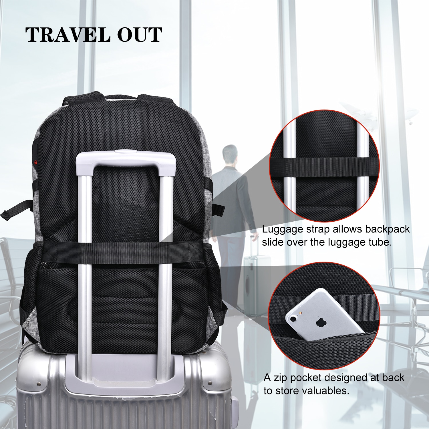 Rucsac termic laptop, CoolBELL, Aluminiu/Nylon, 17.3'', Gri