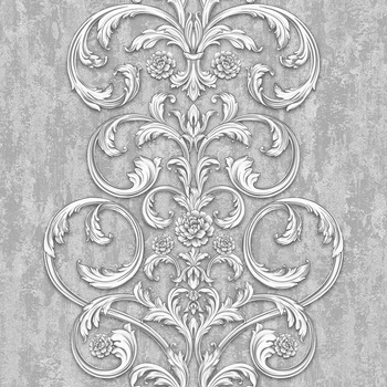 Tapet semilavabil, Fox, Topaz 6200, in relief, hartie, duplex, gri, model clasic cu flori, rola 0.53 m x 10.05 ml Tapet semilavabil, Fox, Topaz 6200, in relief, hartie, duplex, gri, model clasic cu flori, rola 0.53 m x 10.05 ml