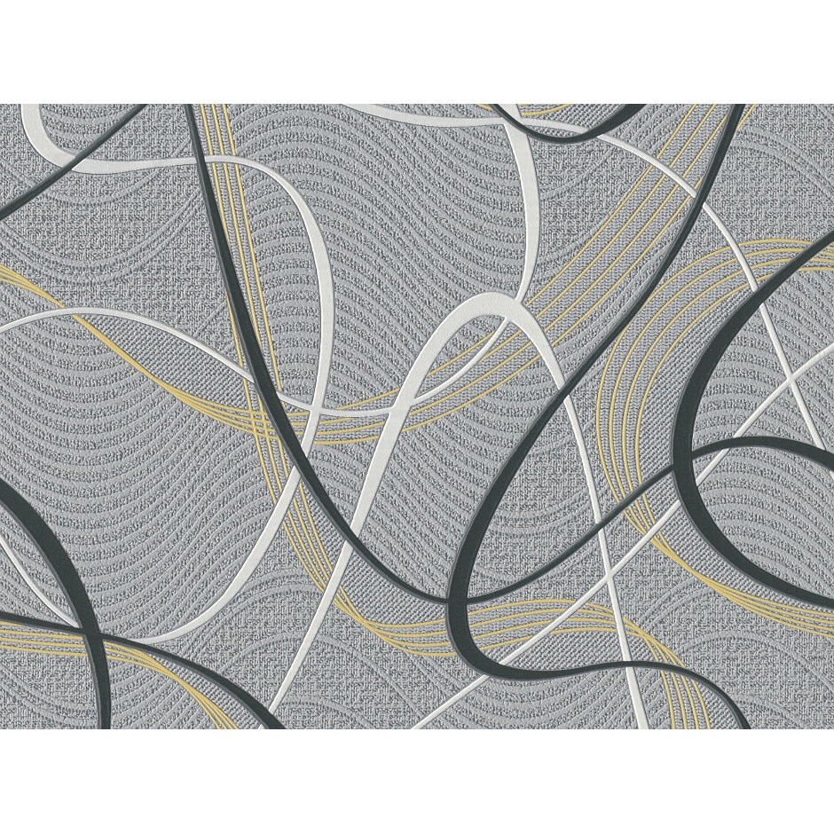 Tapet vinil Slavyanski Oboi, Serpentine 5767-10, model fantezie cu dungi, gri inchis, lavabil, pentru living sau dormitor, rola 0.53 m x 10.05 m