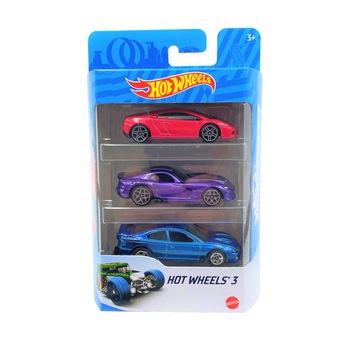 Set 3 masinute metalice Hot Wheels,1:64,multicolor Set 3 masinute metalice Hot Wheels,1:64,multicolor