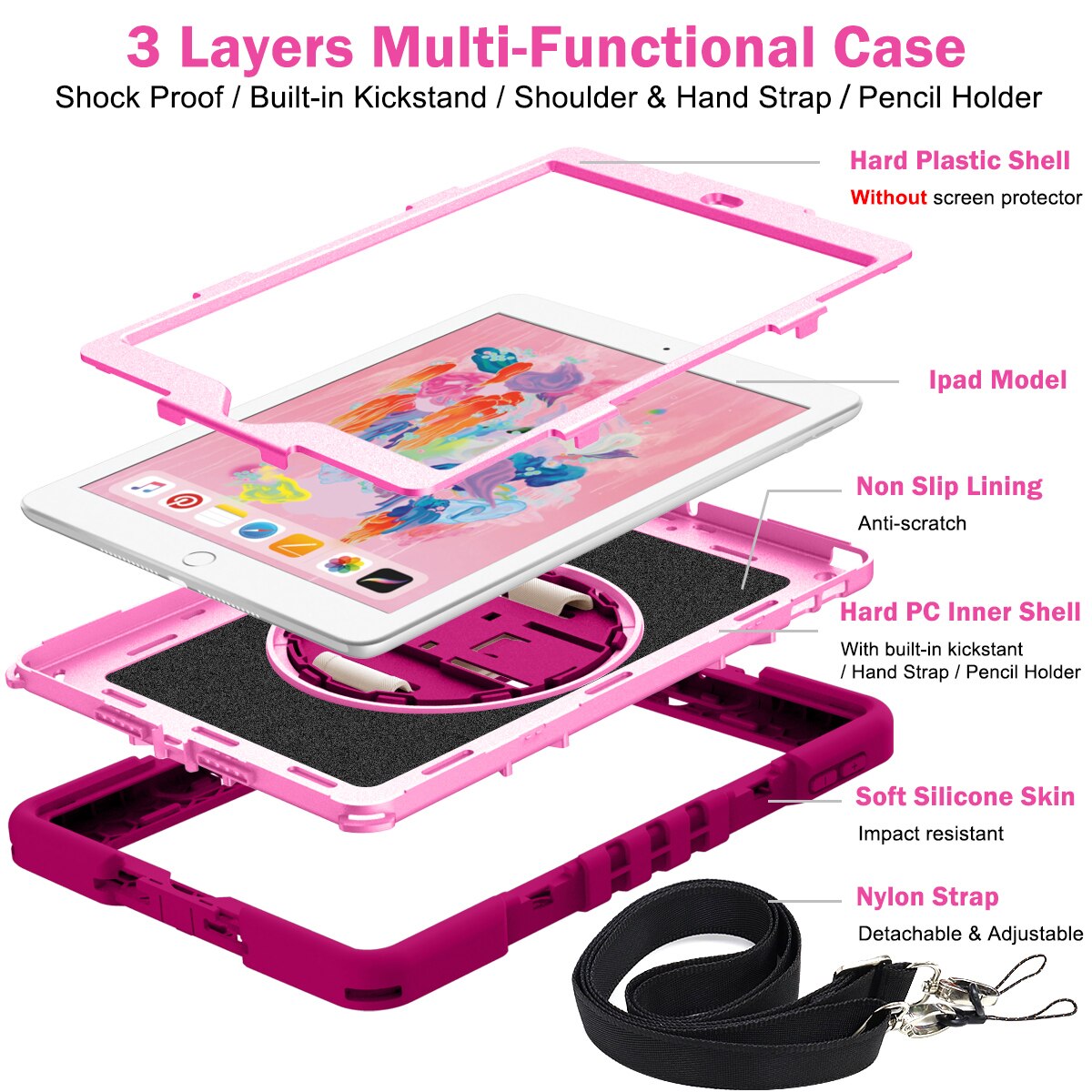 Husa tableta, CoolBELL, Silicon, Compatibila cu iPAD 10.2'', Roz
