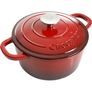 Vas cuptor Crock-Pot, capac, fonta emailata, 2.84L, rotund, rosu Vas cuptor Crock-Pot, capac, fonta emailata, 2.84L, rotund, rosu