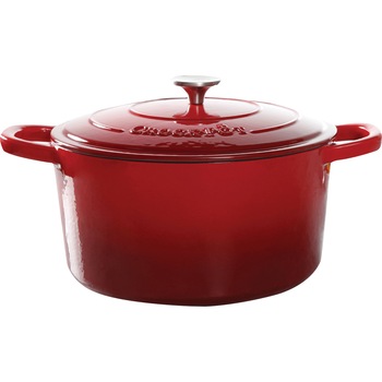 Vas cuptor Crock-Pot, capac, fonta emailata, 6.6L, rotund, rosu Vas cuptor Crock-Pot, capac, fonta emailata, 6.6L, rotund, rosu