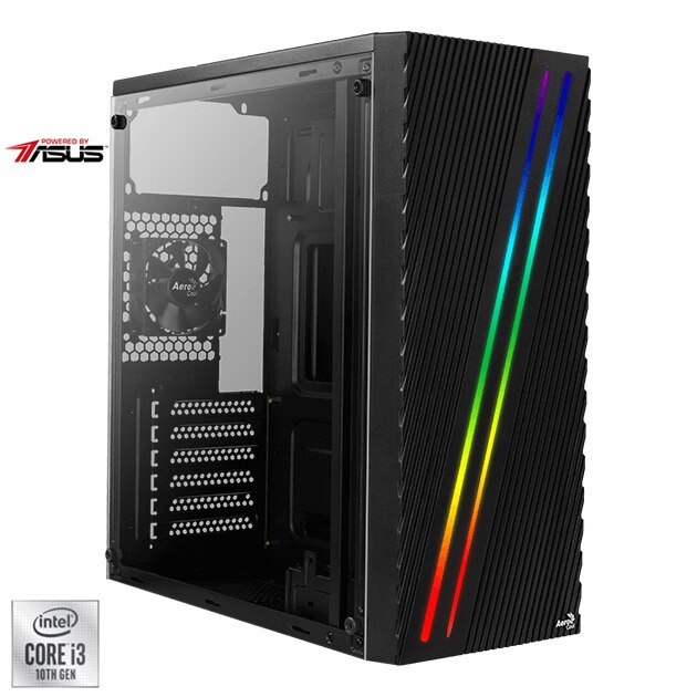 Sistem Desktop PC Gaming Serioux cu procesor Intel® Core™ i3-10100F pana la 4.30GHz, 8GB DDR4, 256GB SSD, GeForce® GT 1030 2GB GDDR5, No OS