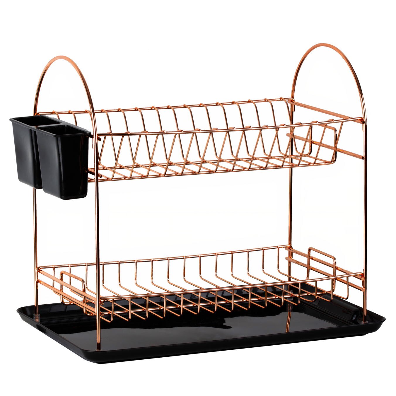 Uscator de vase Metalife TBA-788, 2 nivele, Suport pentru tacamuri, Cupru/negru