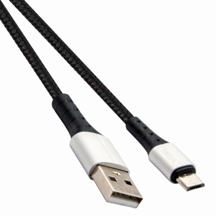 Кабел VCom SS001287, USB2.0 Мъжки към Micro USB2.0 Мъжки, 2A, Черен, 1m