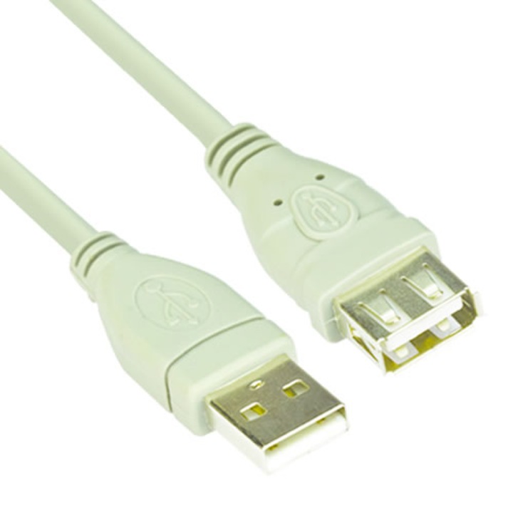 Кабел VCom SS001280, USB2.0 Мъжки към USB2.0 Женско, Сив, 3m