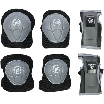 Set de protectie pentru copii PB, genunchiere, cotiere si aparatoare pentru maini, dimensiunea M, negru Set de protectie pentru copii PB, genunchiere, cotiere si aparatoare pentru maini, dimensiunea M, negru