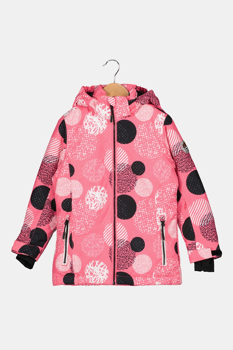 ELLESSE, Geaca cu gluga, vatelina si buzunare laterale pentru schi Bilja, 152 CM, Roz/Alb/Negru