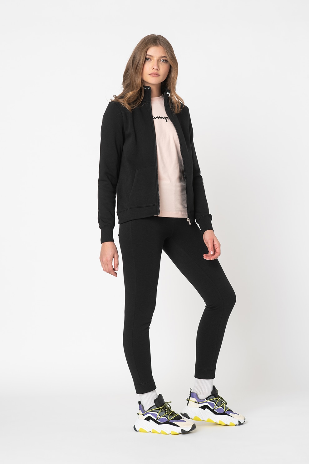 Champion, Trening din amestec de bumbac cu fermoar, Negru