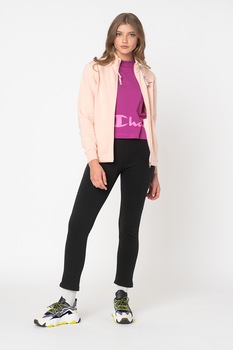 Champion, Trening din amestec de bumbac cu fermoar, Roz pal/Negru Champion, Trening din amestec de bumbac cu fermoar, Roz pal/Negru