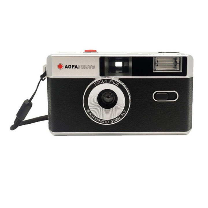 Компактна камера AgfaPhoto за 35 мм филм (135) + лампа, черен